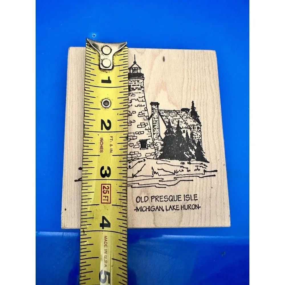 Old Presque Isle Lighthouse Michigan‎ Lake Huron Rubber Stamp See Pictures
